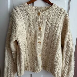 J. Crew Cream Cable Knit Button-Front Cardigan